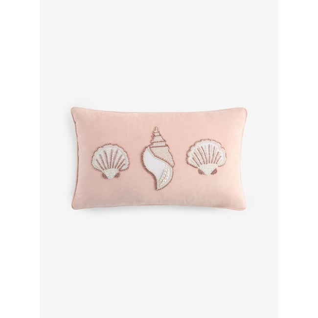 Coussin à motif coquillage 50 x 30 cm rose blush <span itemprop=