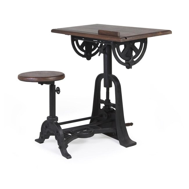 Bureau et tabouret - QUINQUENELLE Couleur marron <span itemprop=