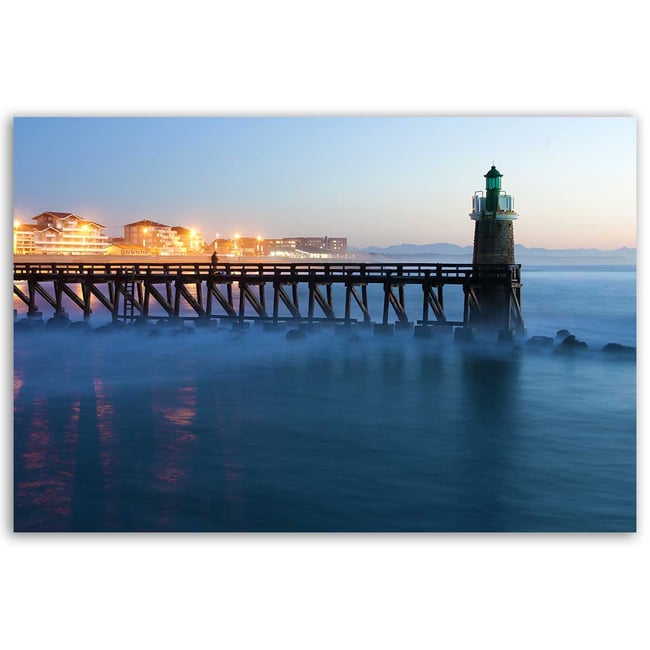 Tableau phare Capbreton nuit bleue Couleur toile imprimée <span itemprop=