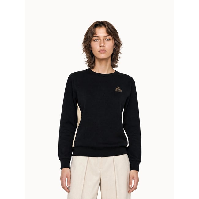 Sweat col rond en double face avec bandes côtés contrastées NOEL black <span itemprop=