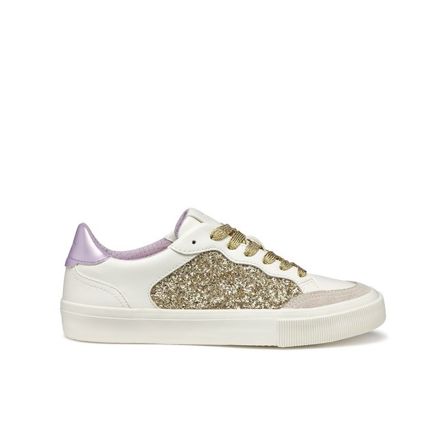 Atmungsaktive Sneakers aus Canvas Emmeleny weiss/goldfarben <span itemprop=