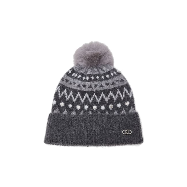 Chapeau jacquard avec clous anthracite <span itemprop=
