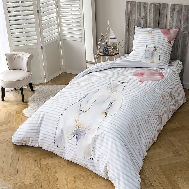 Housse de couette Gaspard - Percale de coton blanc <span itemprop=