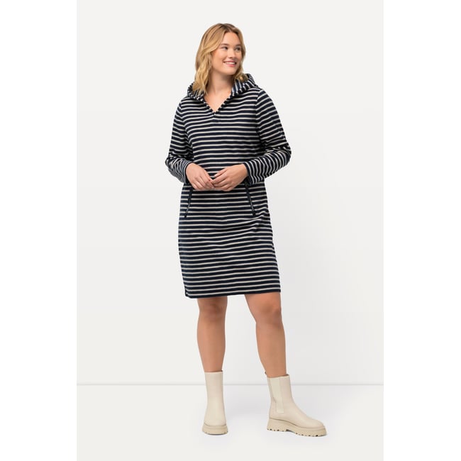 Robe en molleton à rayures marine <span itemprop=