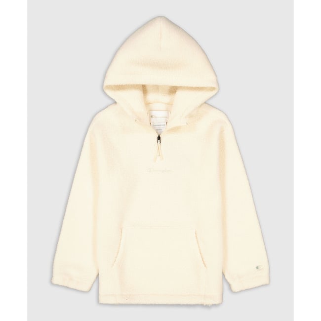 Sweat à capuche col zippé  beige <span itemprop=