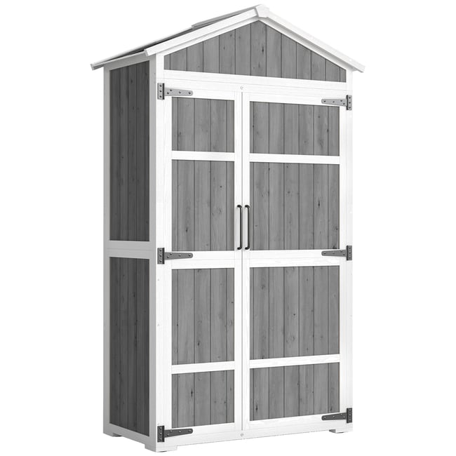 Abri de jardin Bois de sapin Gris blanc et gris <span itemprop=