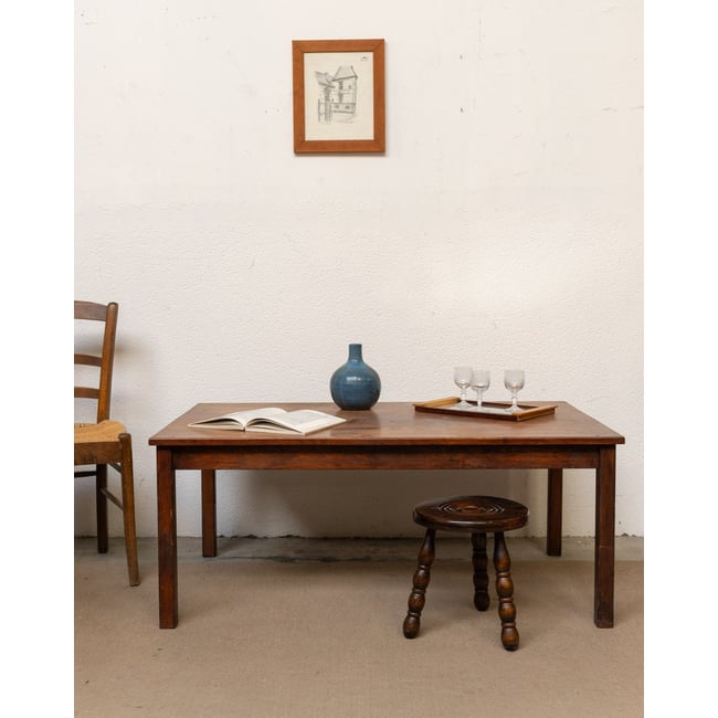 Grande table basse en bois Léonie N°1071 - Bon état Couleur bois foncé <span itemprop=