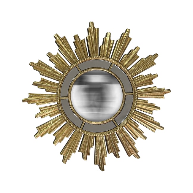 Miroir soleil convexe facettes 28.5cm Couleur or <span itemprop=