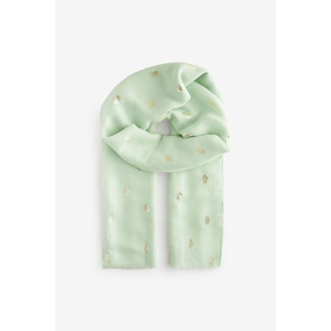 Écharpe légère à imprimé métallisé feuille vert sauge <span itemprop=