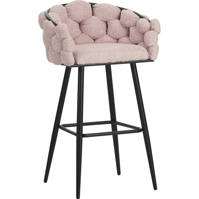 Tabouret de bar design  pâle assise moelleuse métal Couleur rose pâle et noir mat <span itemprop=