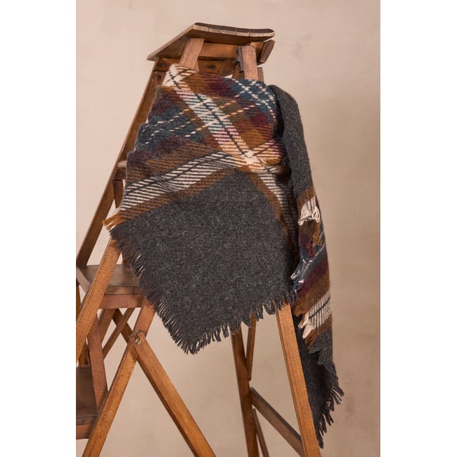 Écharpe écrue en laine mélangée RAPHAEL anthracite <span itemprop=