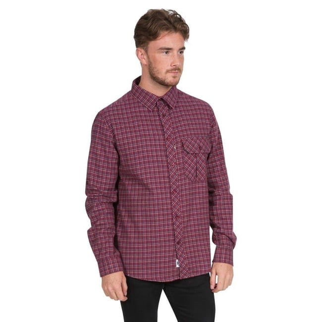 Chemise manches longues motif/style motif écossais SNYPR rouge <span itemprop=