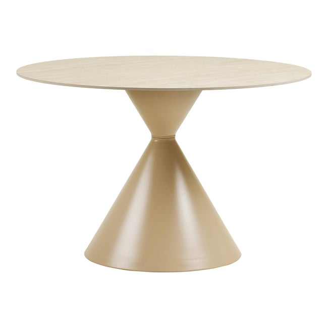 Table ronde en céramique ø120 cm, pied sablier ASDAL Couleur beige <span itemprop=