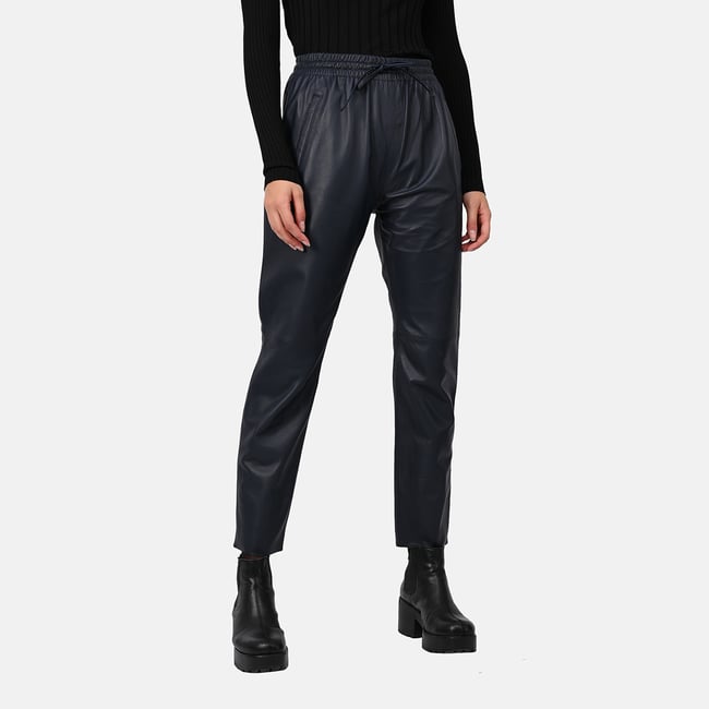 Pantalon en cuir à taille élastiquée GIFT - OAKWOOD