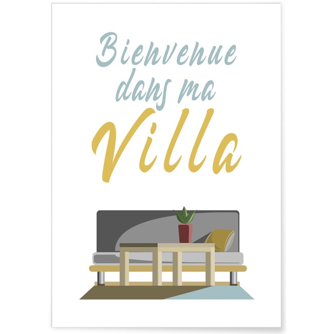 Affiche 'Bienvenue dans ma villa' Couleur blanc <span itemprop=