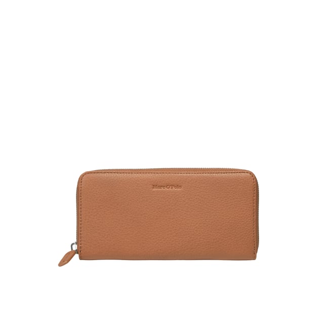 Portefeuille zippé en cuir de qualité supérieure marron foncé <span itemprop=