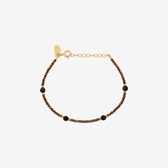 Bracelet indie amante hematite brown/onyx marron <span itemprop=