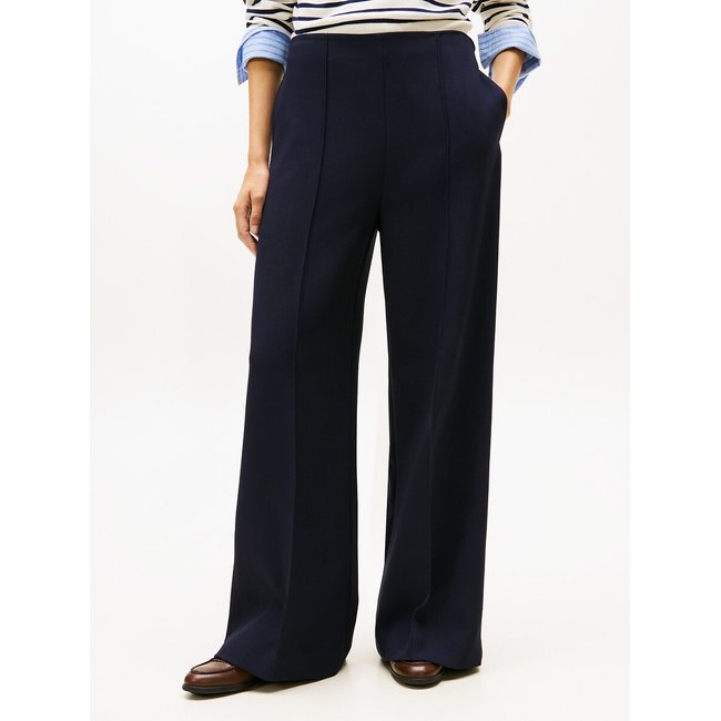 Pantalon jambe large  marine <span itemprop=
