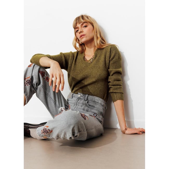 Pull recto verso kaki <span itemprop=