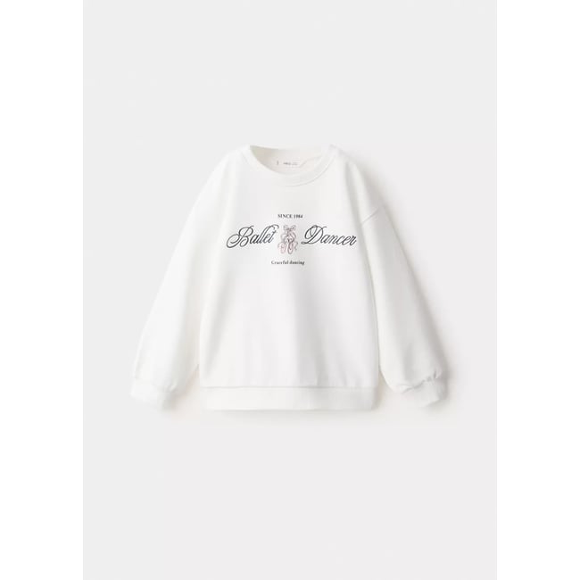 Sweat coton détail imprimé blanc cassé <span itemprop=