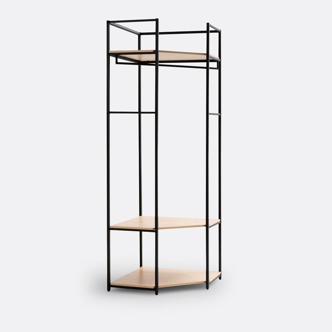 Module de dressing d'angle, Adarbi Couleur noir/bois <span itemprop=