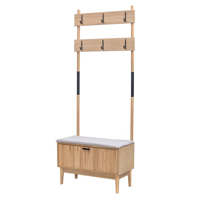 Vestiaire d'entrée bois et tissu, CANNON Couleur gris <span itemprop=