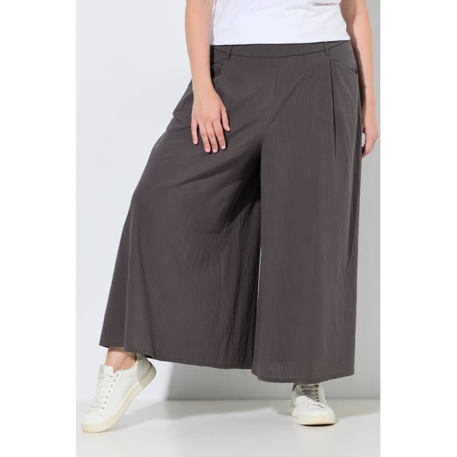 Pantalon 7/8 en coton bio. Jambe large et gris foncé <span itemprop=