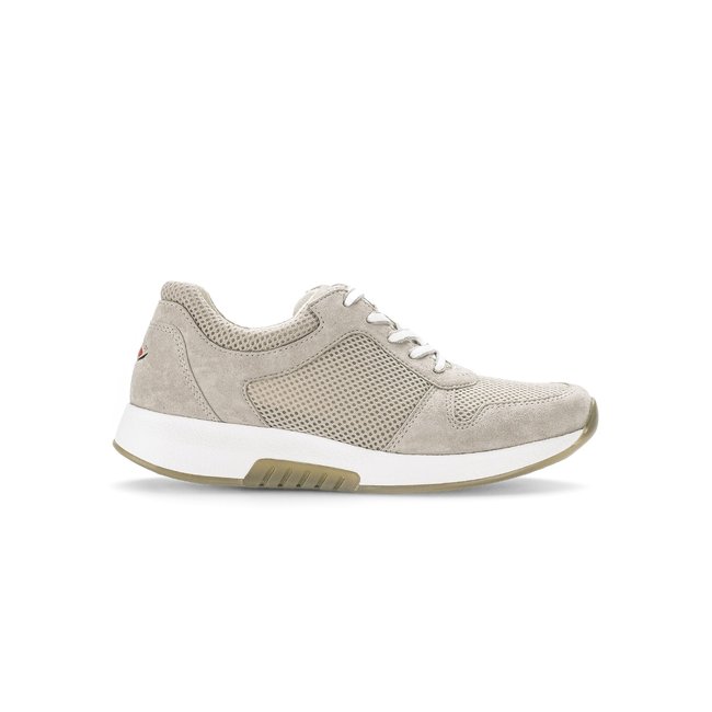 Baskets en cuir à talon compensé beige <span itemprop=
