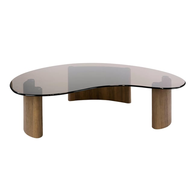Table basse verre fumé design organique MILOS Couleur marron <span itemprop=