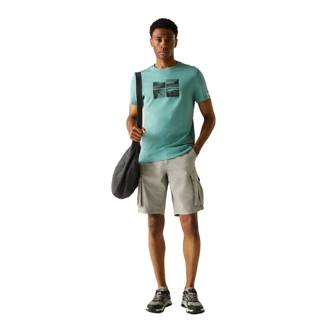 T-shirt motif/style carré décoratif BREEZED bleu clair <span itemprop=