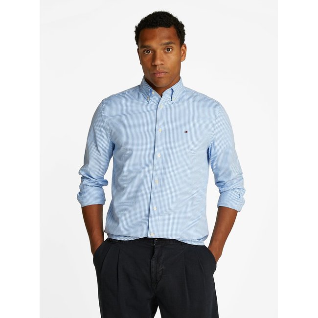 Camisa recta de popelina azul cielo <span itemprop=