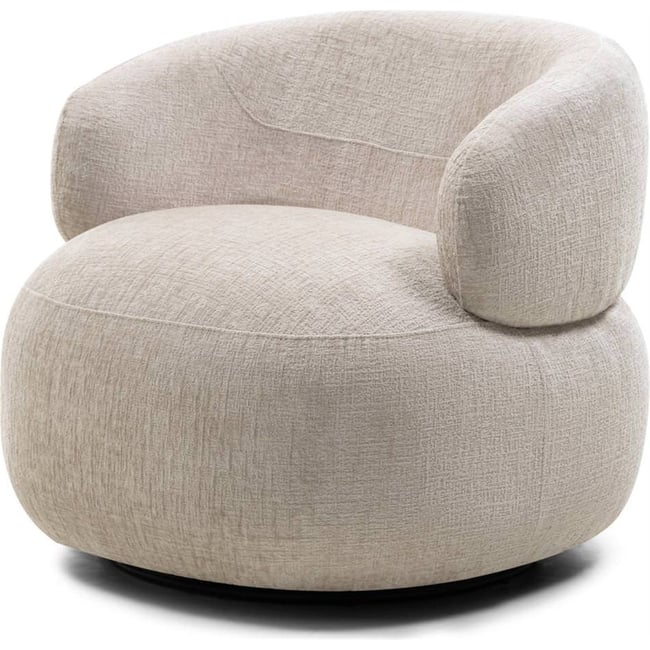 Fauteuil pivotant ORIEL en chenille, Arrondi Couleur beige clair <span itemprop=
