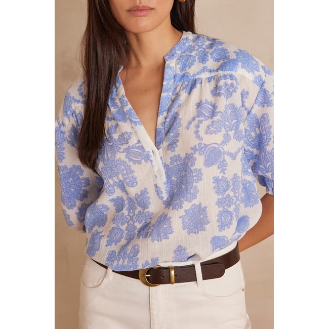 Blouse SUN en coton bleu <span itemprop=