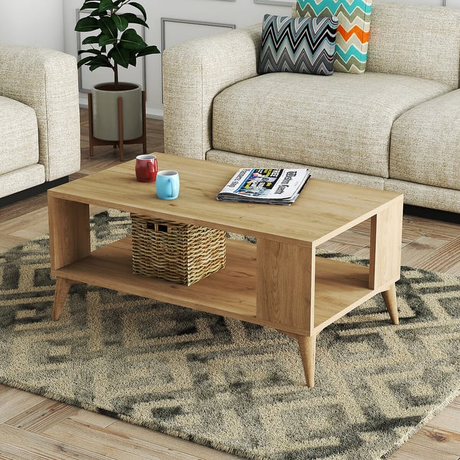 Кофейный столик с пластиковыми ножками, Authentic / Аутентик 2060 цвет дуб SO'HOME