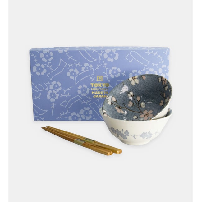 Coffret de 2 bols et de 2 paires de baguettes Couleur gris <span itemprop=