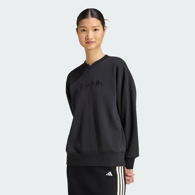 Sweat-Shirt Col V Satin Seasonal Essentials - ADIDAS SPORTSWEAR