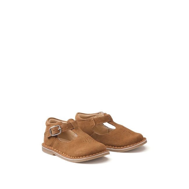 Kids Suede T-Bar Shoes, camel, LA REDOUTE COLLECTIONS