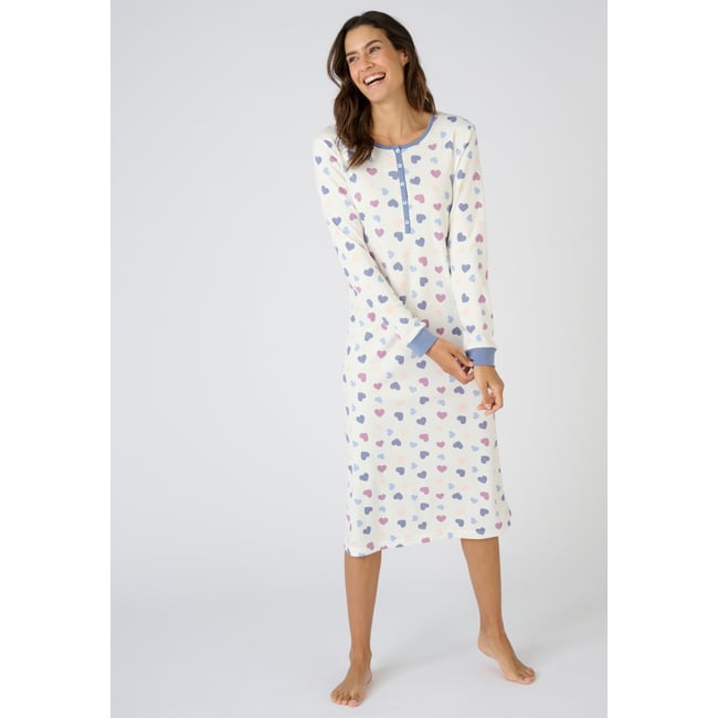 Chemise de nuit en maille Thermolactyl bleu imp. <span itemprop=