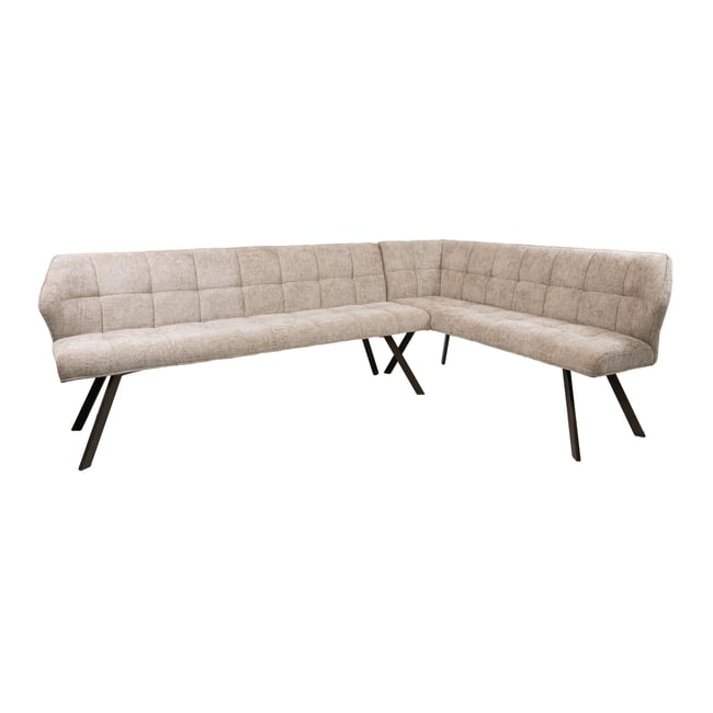 Banc de table tissu doux sable, angle droit MELBOURNE Couleur beige <span itemprop=