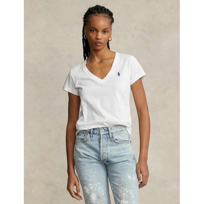 T-shirt maniche corte scollo a V bianco POLO RALPH LAUREN