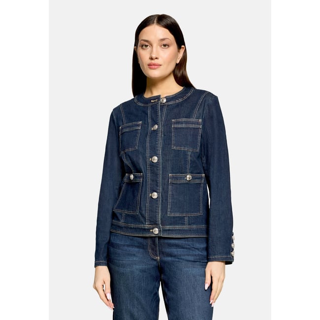 Veste en jean à boutons dark blue denim <span itemprop=