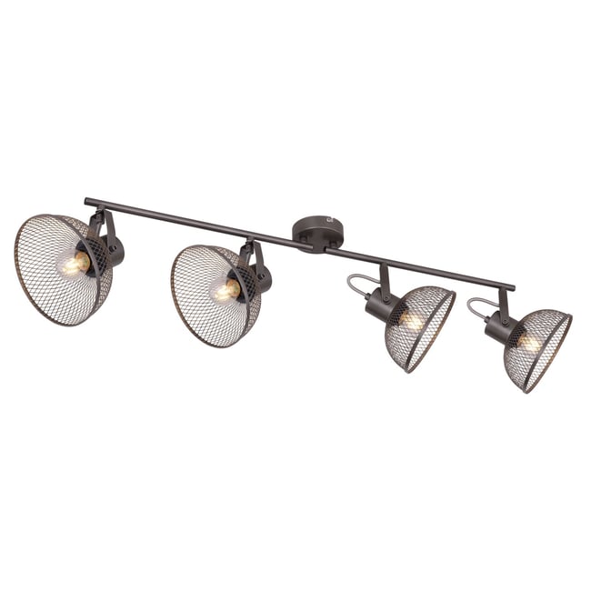Plafonnier rampe 4 lampes design vintage MONIGA Couleur gris foncé <span itemprop=