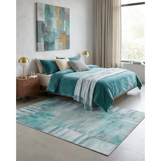 WECONhome Maui, tissé machine, coton, tapis tissé plat, certifié OEKO-TEX® (n° D20-0634) (70 x 120 cm, pétrole) ,  Maui Couleur pétrole <span itemprop=