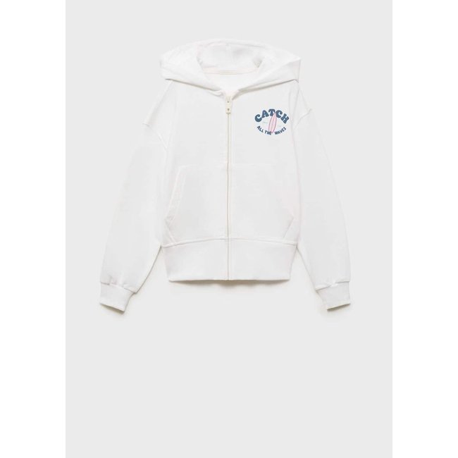 Sweat à capuche avec message imprimé blanc cassé <span itemprop=