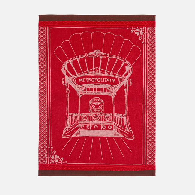 Torchon jacquard en coton MÉTROPOLITAIN rouge <span itemprop=