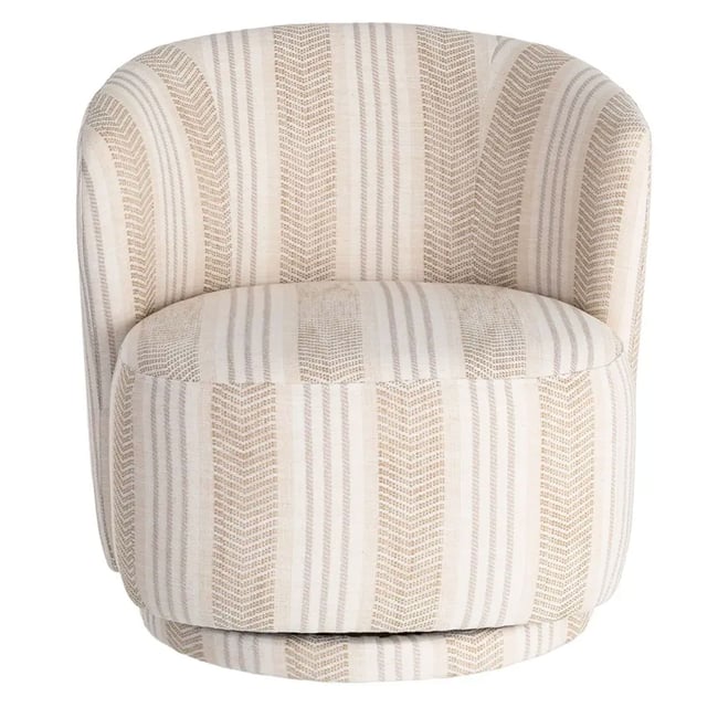 Fauteuil design pivotant en tissu tweed beige 75x74x65cm Couleur beige <span itemprop=
