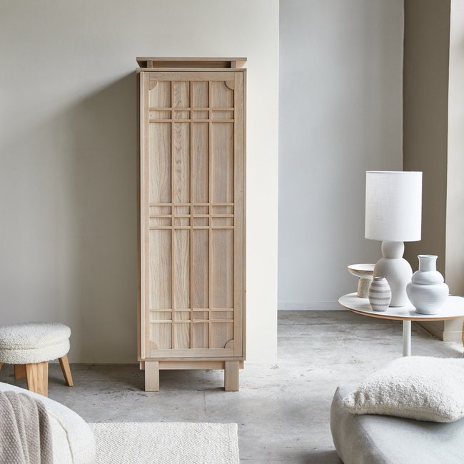 Colonne de rangement en chêne massif BODI Couleur naturel <span itemprop=