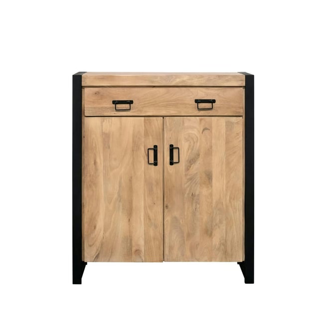 Petit buffet d'entrée 2 portes 2 tiroirs MILORA Couleur bois clair <span itemprop=