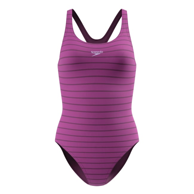 Maillot de bain 1 pièce dos nageur motif/style à rayures MEDALIST violet <span itemprop=