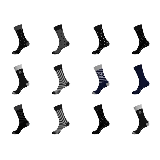 Lot De 12 Chaussettes De Ville noir/gris <span itemprop=